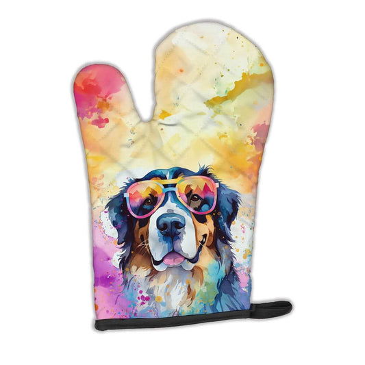 Bernese Mountain Dog Hippie Dawg Oven Mitt Heat Resistant Thick Oven Mitt for Hot Pans and Oven, Kitchen Mitt Protect Hands, Cooking Baking Glove