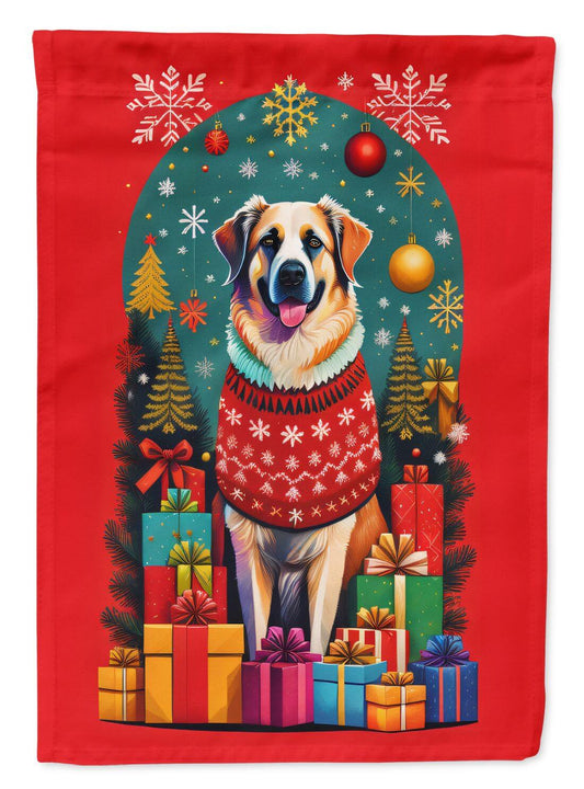 Anatolian Shepherd Dog Holiday Christmas Garden Flag Mailbox Flag Decorative Yard Flag Banner Outside Patio Artwork Yard Flower Beds, Garden Size, Multicolor