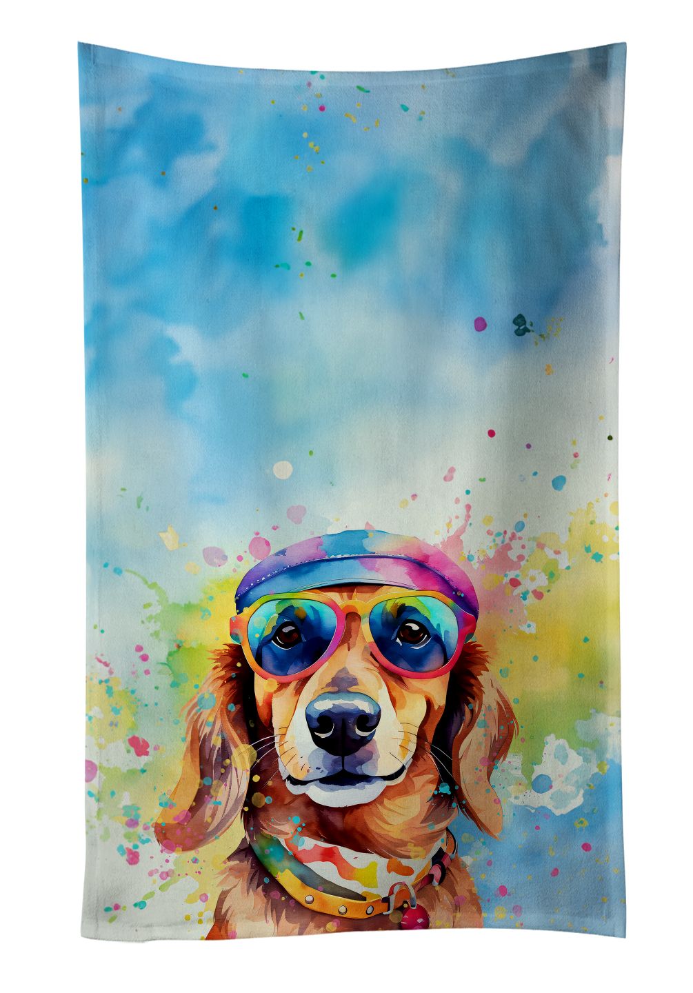 Dachshund Hippie Dawg Kitchen Towel Dish Cloths Guest Hand Towel Decorative Bathroom Towel for Face,Tea, Dishcloth, Kitchen and Bath