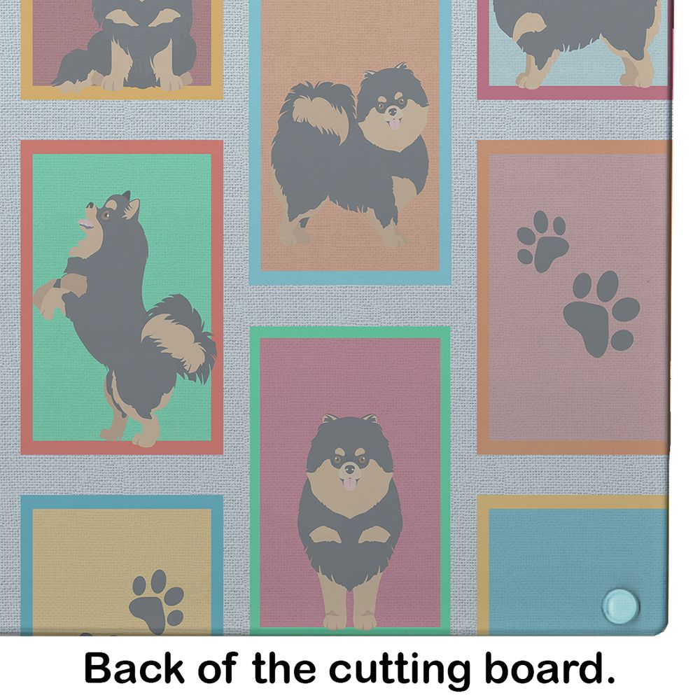 NEW Lots of Black and Tan Pomeranian Glass Cutting Board Decorative Tempered Glass Kitchen Cutting and Serving Board Large Size Chopping Board