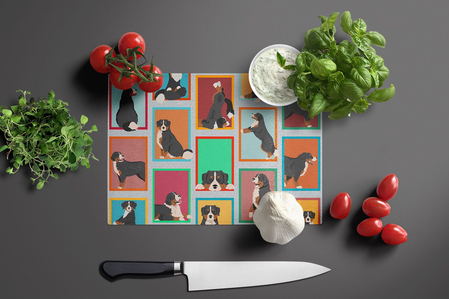 NEW Lots of Bernese Mountain Dog Glass Cutting Board Decorative Tempered Glass Kitchen Cutting and Serving Board Large Size Chopping Board