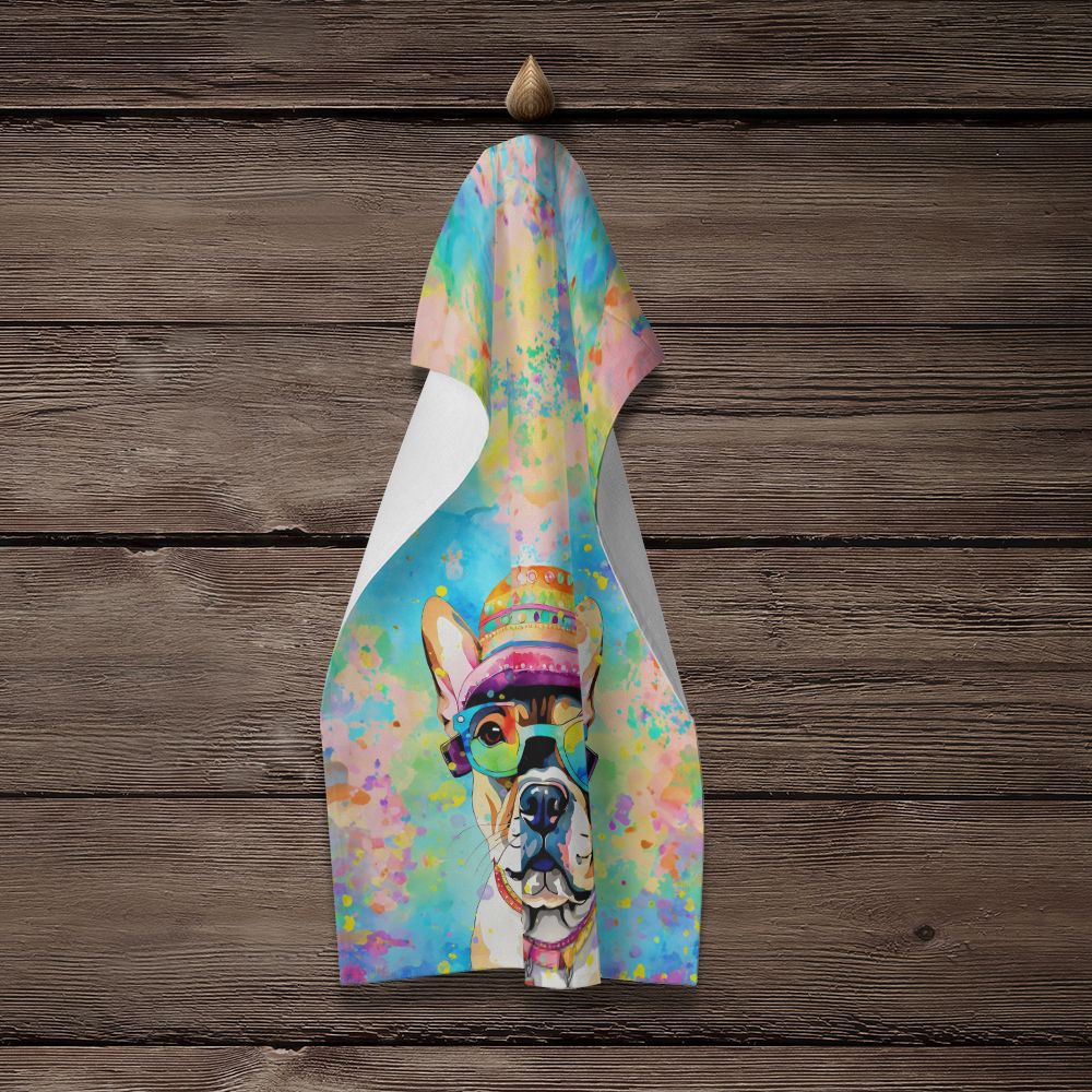 French Bulldog Hippie Dawg Kitchen Towel Dish Cloths Guest Hand Towel Decorative Bathroom Towel for Face,Tea, Dishcloth, Kitchen and Bath