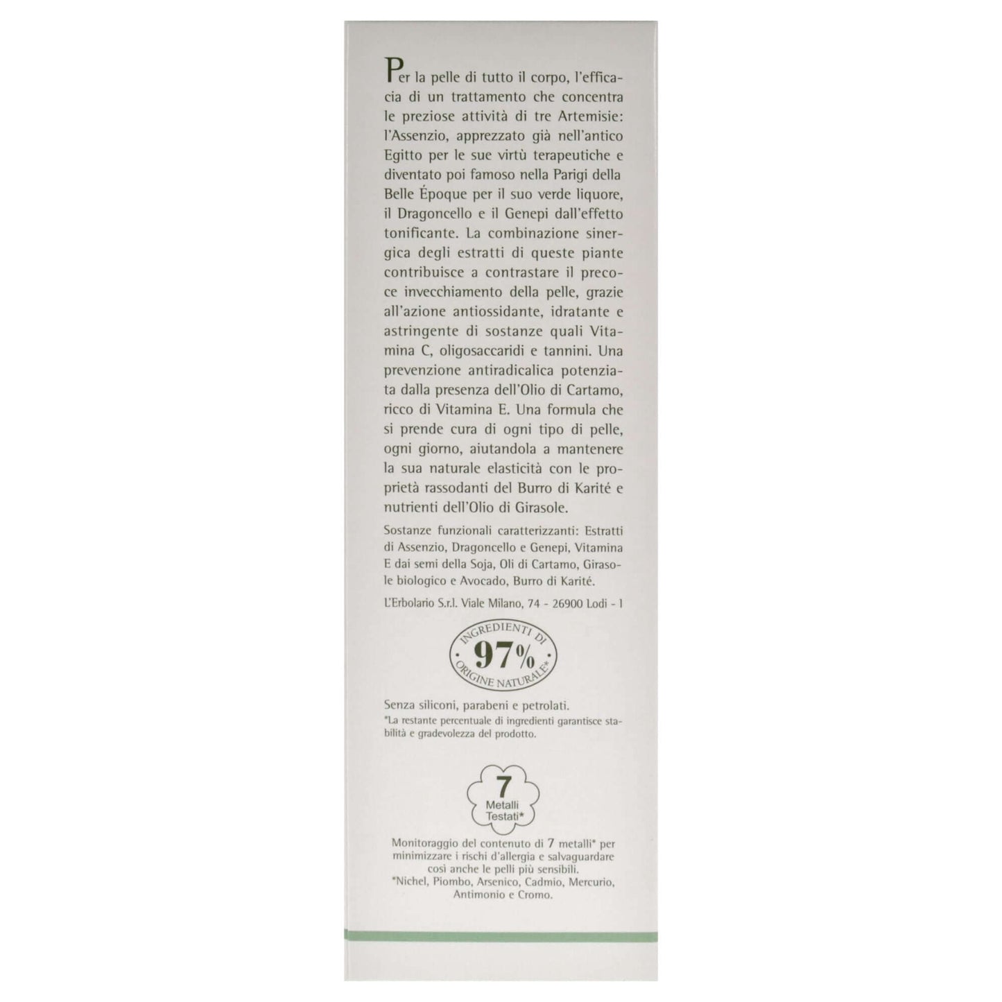 Fluid Body Cream - Absinthium by LErbolario for Unisex - 6.7 oz Body Cream