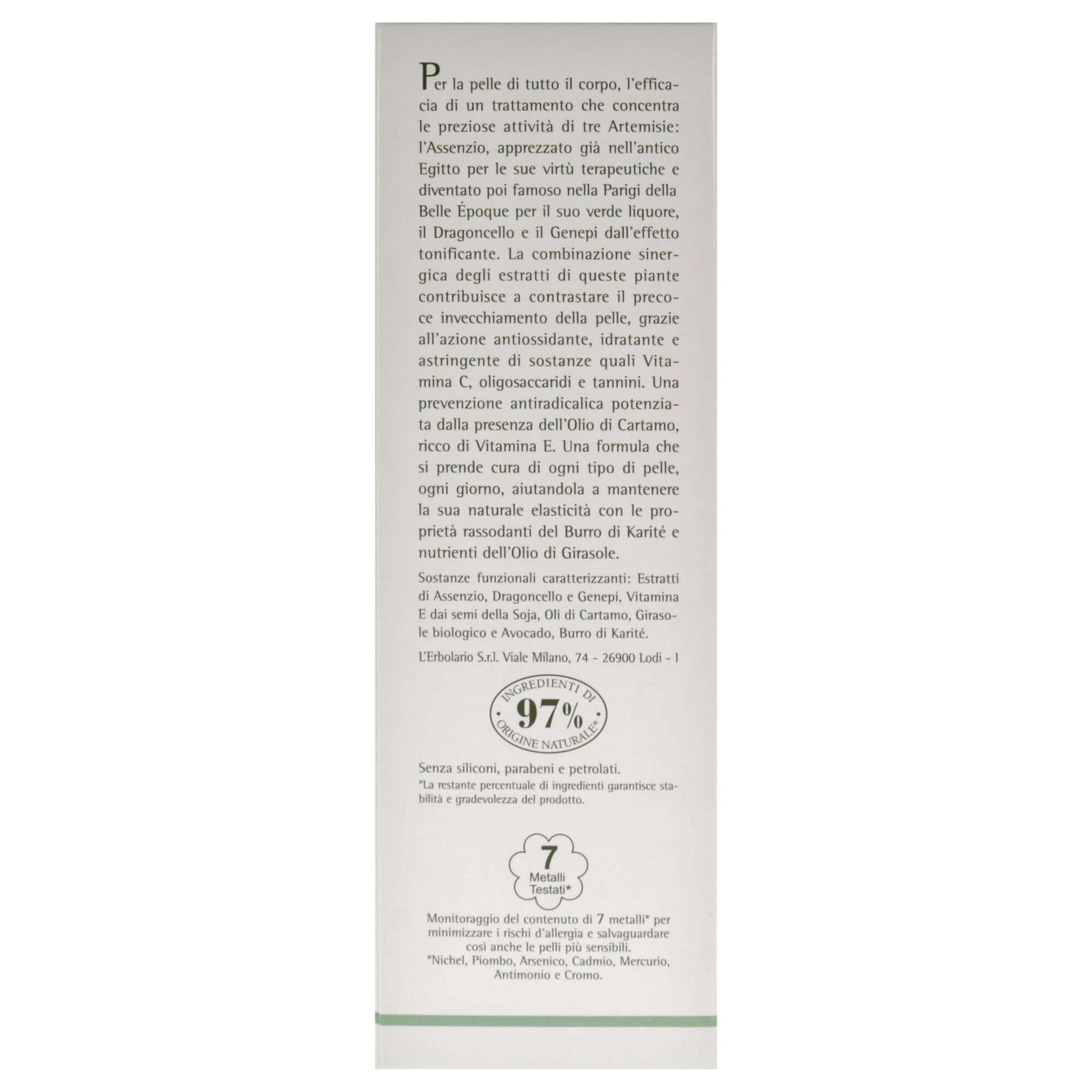Fluid Body Cream - Absinthium by LErbolario for Unisex - 6.7 oz Body Cream