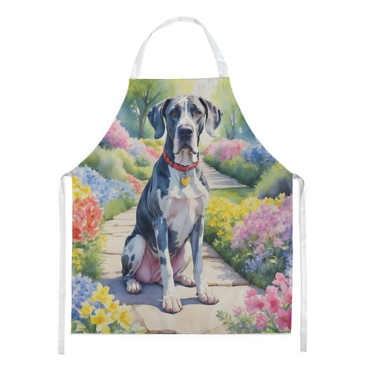 Great Dane Spring Path Apron Cooking Kitchen Server Baking Crafts Gardening for Adult Women Men, Unisex, Large, Multicolor