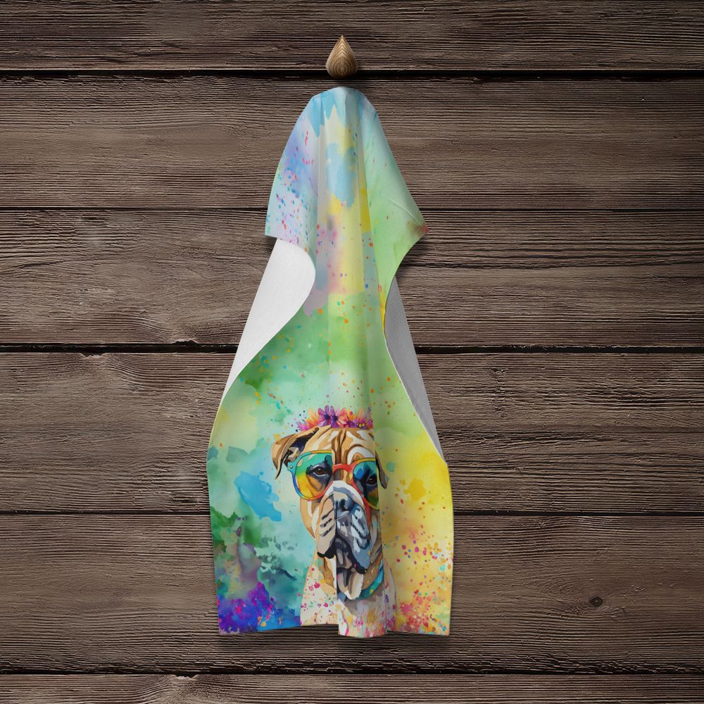 Bullmastiff Hippie Dawg Kitchen Towel Dish Cloths Guest Hand Towel Decorative Bathroom Towel for Face,Tea, Dishcloth, Kitchen and Bath