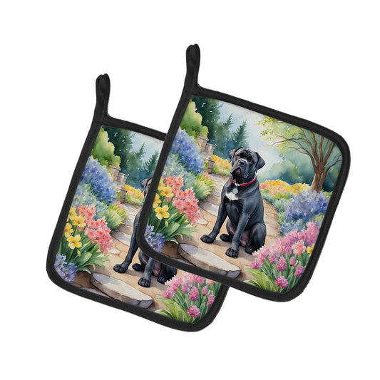 Cane Corso Spring Path Pair of Pot Holders Kitchen Heat Resistant Pot Holders Sets Oven Hot Pads for Cooking Baking BBQ, 7 1/2 x 7 1/2