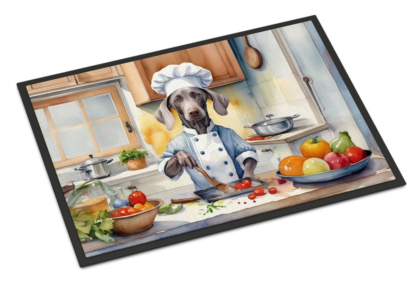 NEW Weimaraner The Chef Doormat Front Door Mat Indoor Outdoor Rugs for Entryway, Non Slip Washable Low Pile, 18H X 27W