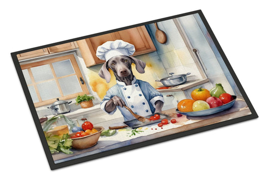 NEW Weimaraner The Chef Doormat Front Door Mat Indoor Outdoor Rugs for Entryway, Non Slip Washable Low Pile, 18H X 27W