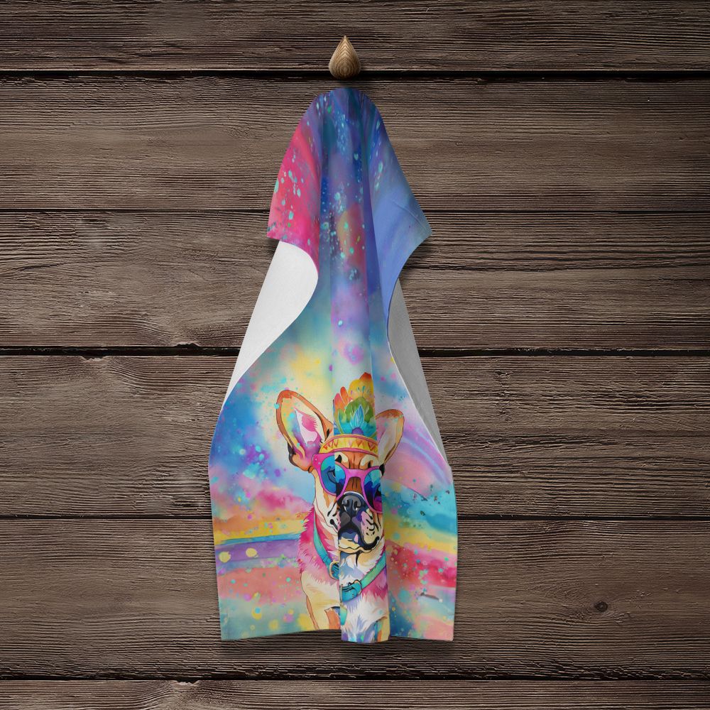 Pug Hippie Dawg Kitchen Towel Dish Cloths Guest Hand Towel Decorative Bathroom Towel for Face,Tea, Dishcloth, Kitchen and Bath
