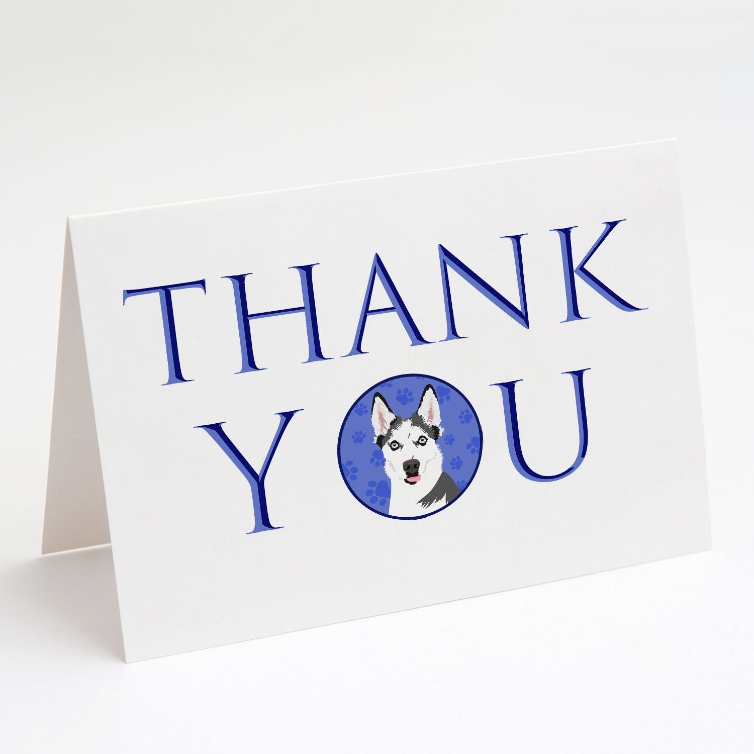 Siberian Husky Puppy Thank You Greeting Cards Pack of 8 Blank Cards with Envelopes Whimsical A7 Size 5x7 Blank Note Cards