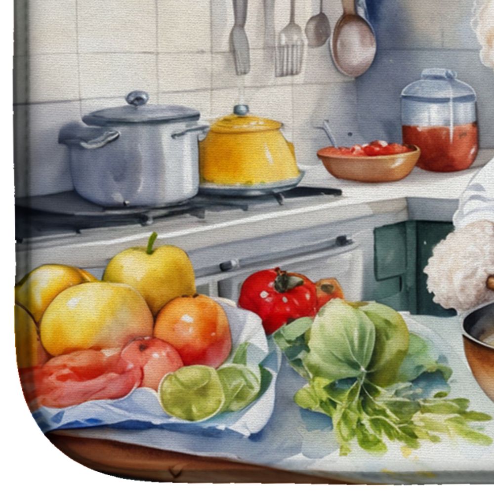 White Poodle The Chef Dish Drying Mat Absorbent Dish Drying Mat Pad for Kitchen Counter Dish Drainer Mat for Countertop, 14 x 21", Multicolor