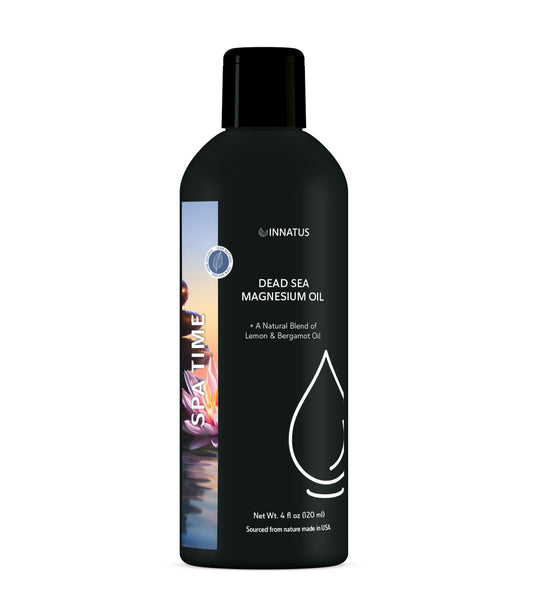 Natural Dead Sea Magnesium Spa Time Oil – 4oz Topical Oil for Muscle Relief & Relaxation – Infused with Spearmint, Lemon, Bergamot & Lavender Oils – Bottled in the USA "