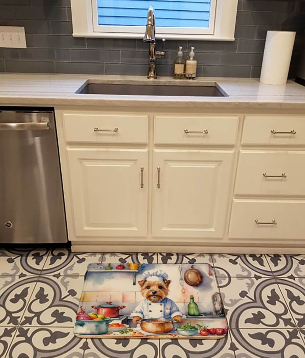 Norfolk Terrier The Chef Memory Foam Kitchen Mat Machine Washable Anti-Fatigue Mat Cushion Comfort Bath Mat or Kitchen Rug
