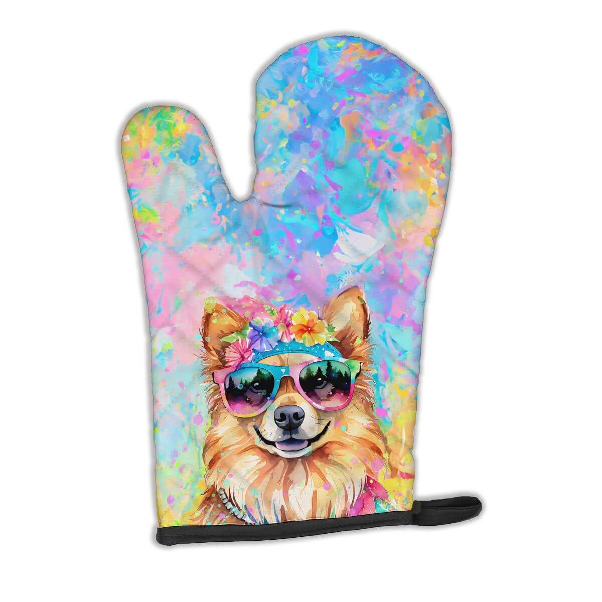 Pomeranian Hippie Dawg Oven Mitt Heat Resistant Thick Oven Mitt for Hot Pans and Oven, Kitchen Mitt Protect Hands, Cooking Baking Glove