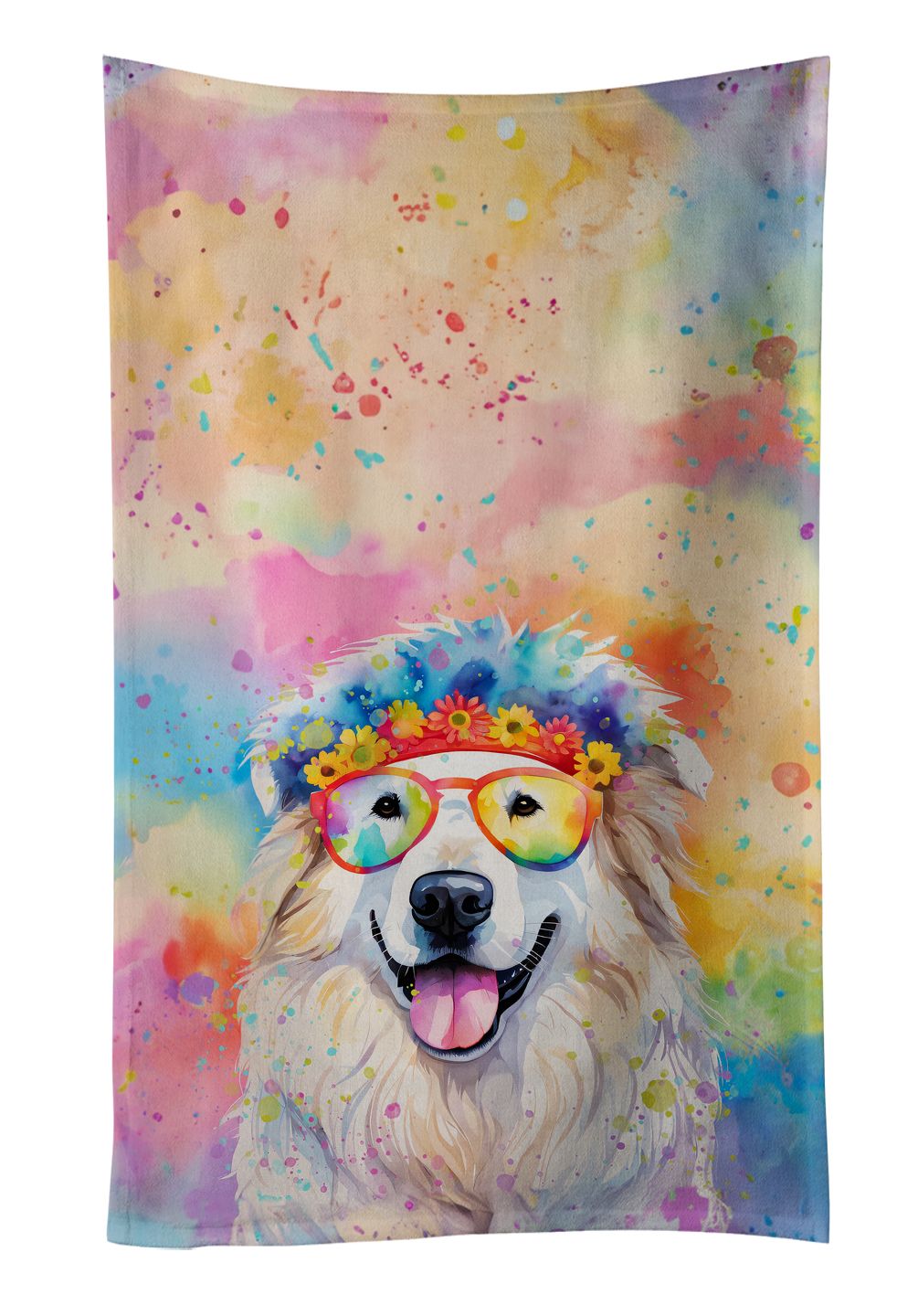 Great Pyrenees Hippie Dawg Kitchen Towel Dish Cloths Guest Hand Towel Decorative Bathroom Towel for Face,Tea, Dishcloth, Kitchen and Bath