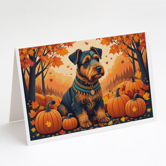 Airedale Terrier Fall Greeting Cards Pack of 8 Blank Cards with Envelopes Whimsical A7 Size 5x7 Blank Note Cards