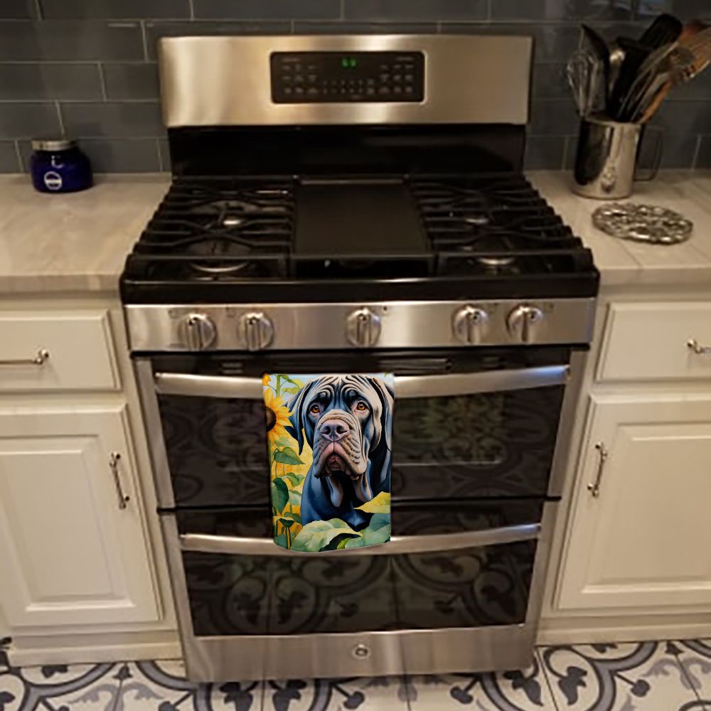 Neapolitan Mastiff in Sunflowers Kitchen Towel Dish Cloths Guest Hand Towel Decorative Bathroom Towel for Face,Tea, Dishcloth, Kitchen and Bath