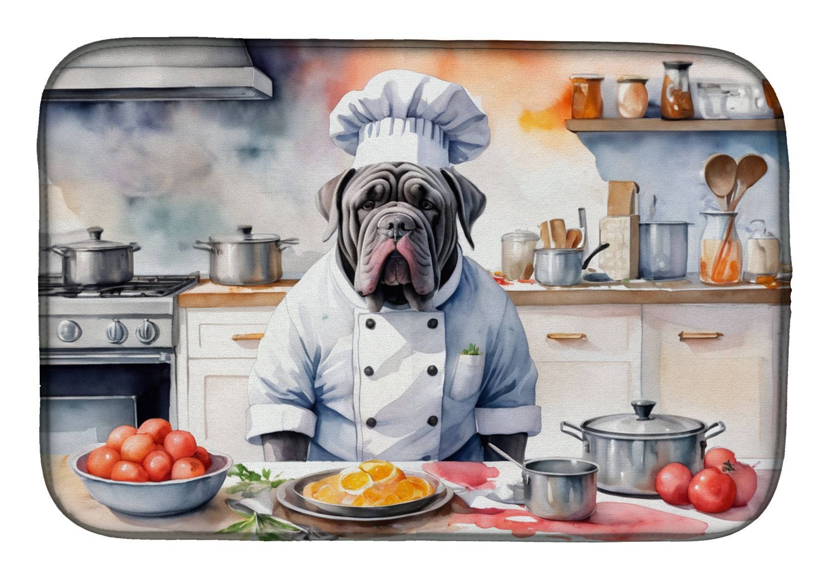 Neapolitan Mastiff The Chef Dish Drying Mat Absorbent Dish Drying Mat Pad for Kitchen Counter Dish Drainer Mat for Countertop, 14 x 21", Multicolor