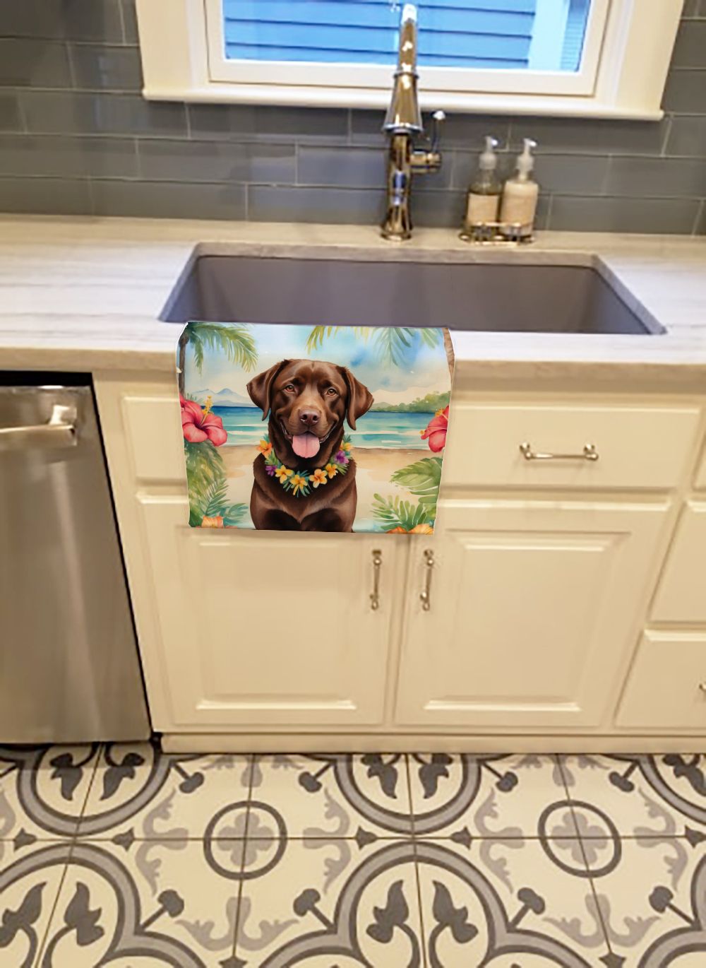 Chocolate Labrador Retriever Luau Kitchen Towel Dish Cloths Guest Hand Towel Decorative Bathroom Towel for Face,Tea, Dishcloth, Kitchen and Bath