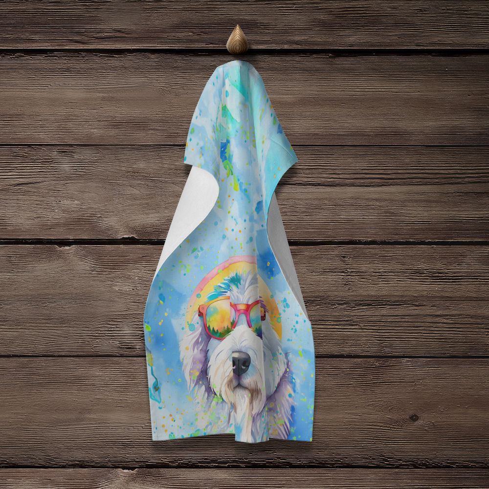 Old English Sheepdog Hippie Dawg Kitchen Towel Dish Cloths Guest Hand Towel Decorative Bathroom Towel for Face,Tea, Dishcloth, Kitchen and Bath