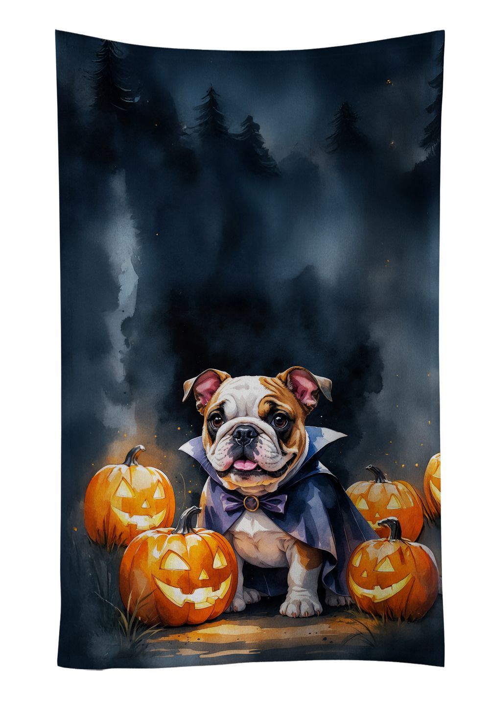 English Bulldog Puppy Halloween Kitchen Towel Dish Cloths Guest Hand Towel Decorative Bathroom Towel for Face,Tea, Dishcloth, Kitchen and Bath