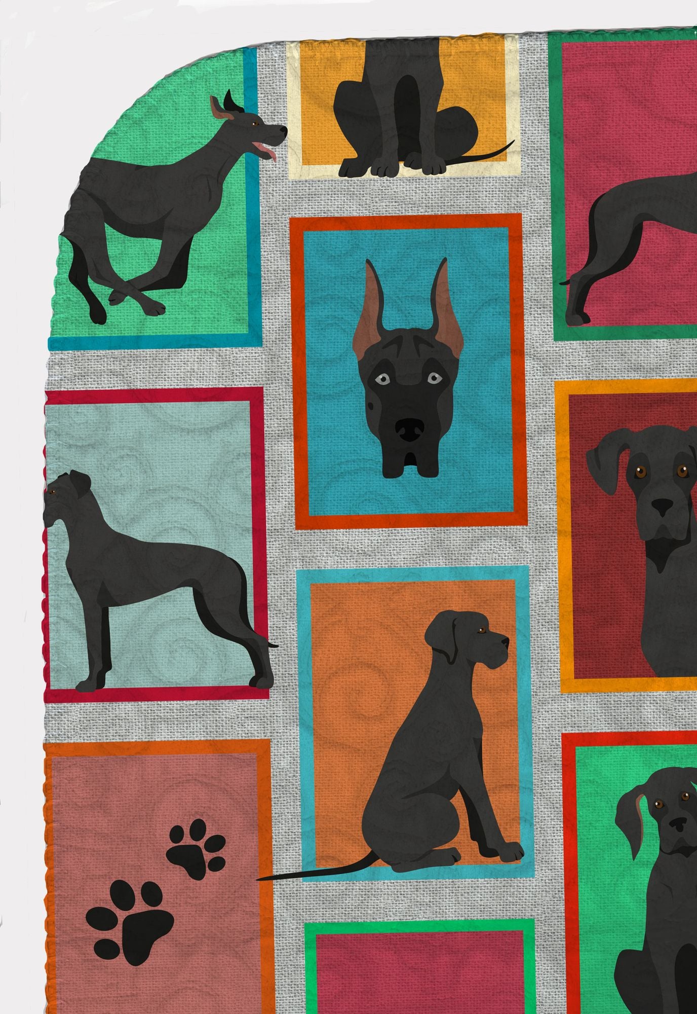 Lots of Black Great Dane Quilted Blanket 50x60 Artwork Pattern Quilted Throw Blanket for Bed, Couch, Sofa, Soft and Lightweight