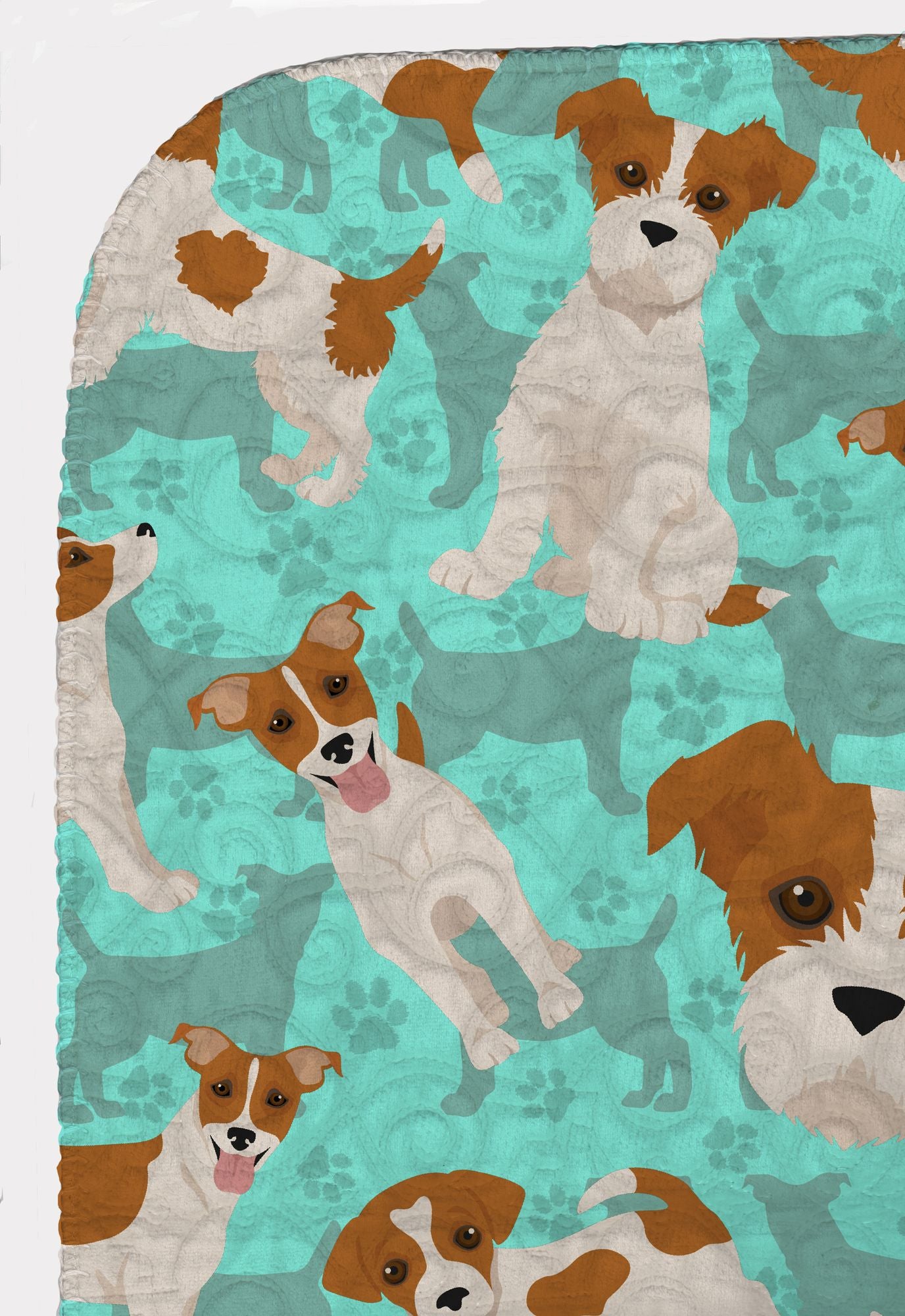 Red and White Jack Russell Terrier Quilted Blanket 50x60 Artwork Pattern Quilted Throw Blanket for Bed, Couch, Sofa, Soft and Lightweight