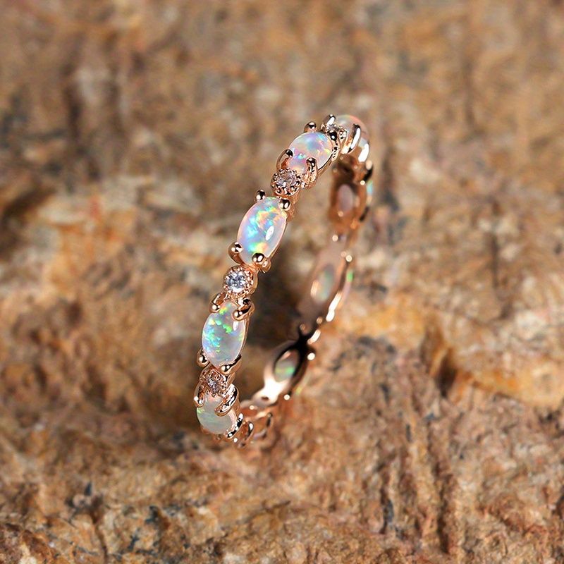 Ring Of Opal Engagement Wedding Valentine's Gift Women's Exquisite Jewelry Trendy Accessories