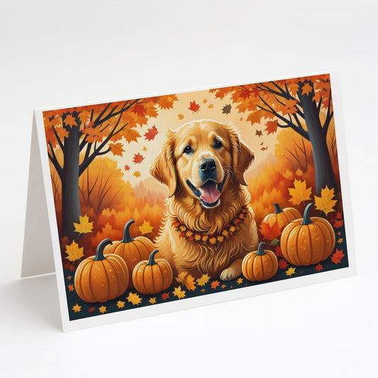 Golden Retriever Fall Greeting Cards Pack of 8 Blank Cards with Envelopes Whimsical A7 Size 5x7 Blank Note Cards