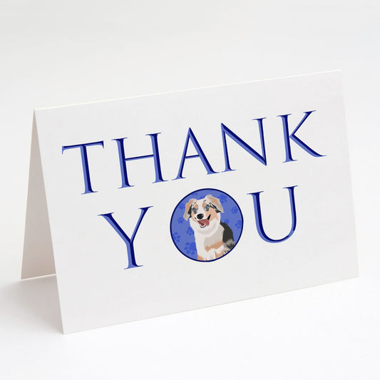 Australian Shepherd Blue Merle Puppy #1 Thank You Greeting Cards Pack of 8 Blank Cards with Envelopes Whimsical A7 Size 5x7 Blank Note Cards