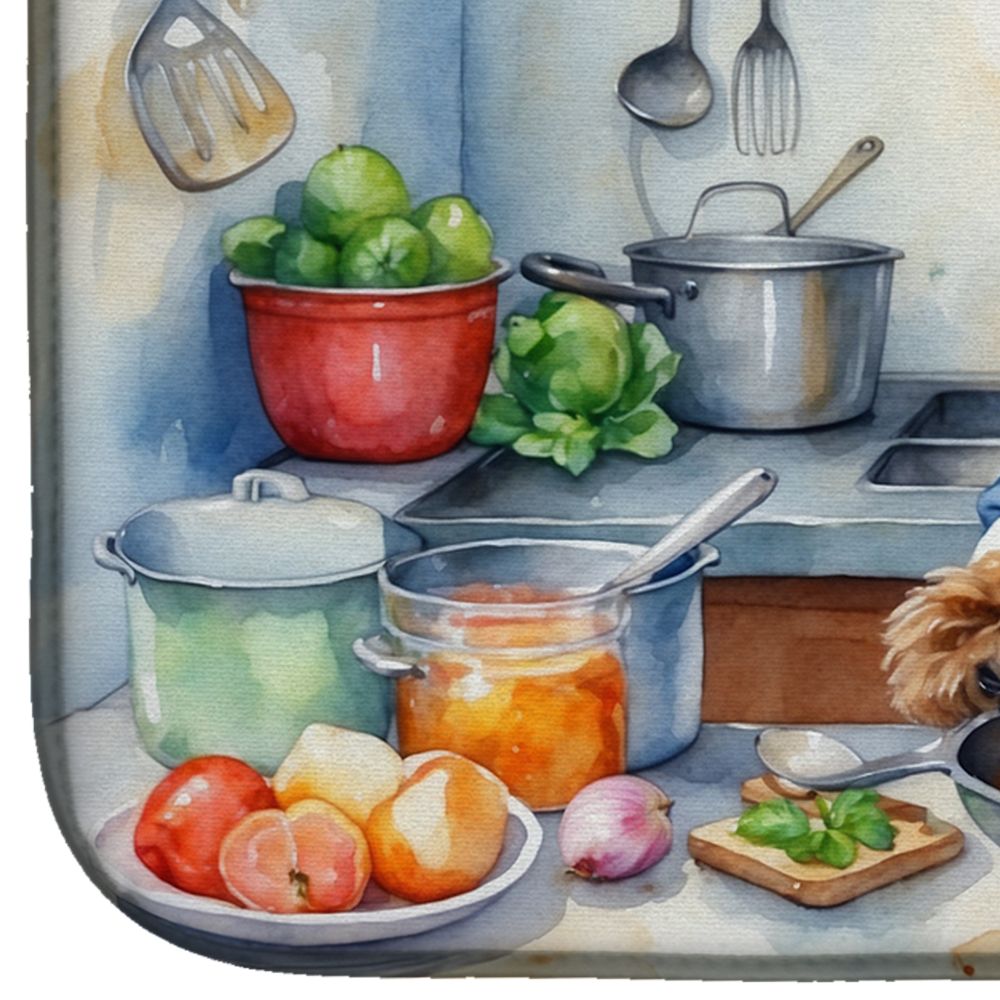 Brussels Griffon The Chef Dish Drying Mat Absorbent Dish Drying Mat Pad for Kitchen Counter Dish Drainer Mat for Countertop, 14 x 21", Multicolor