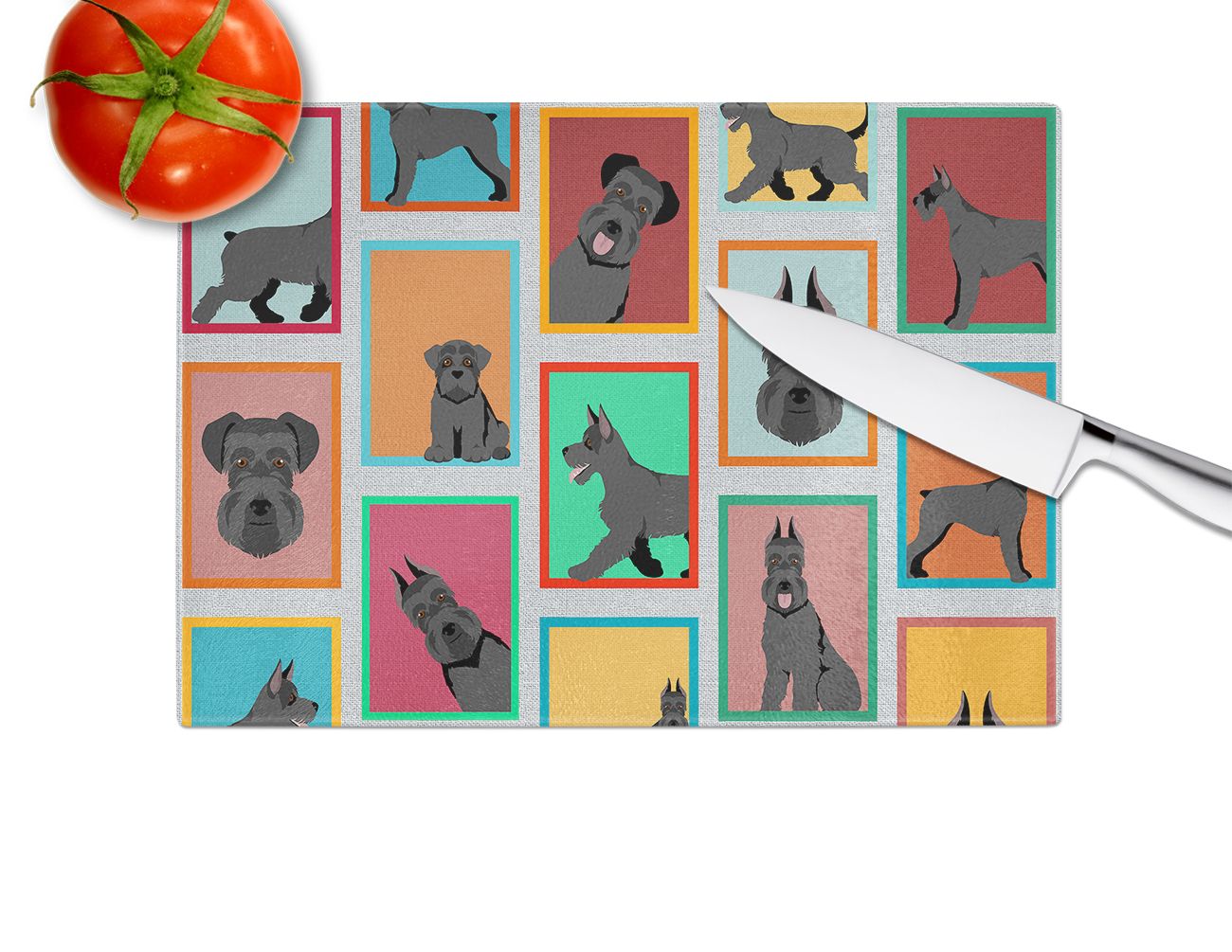 NEW Lots of Black Schnauzer Glass Cutting Board Decorative Tempered Glass Kitchen Cutting and Serving Board Large Size Chopping Board