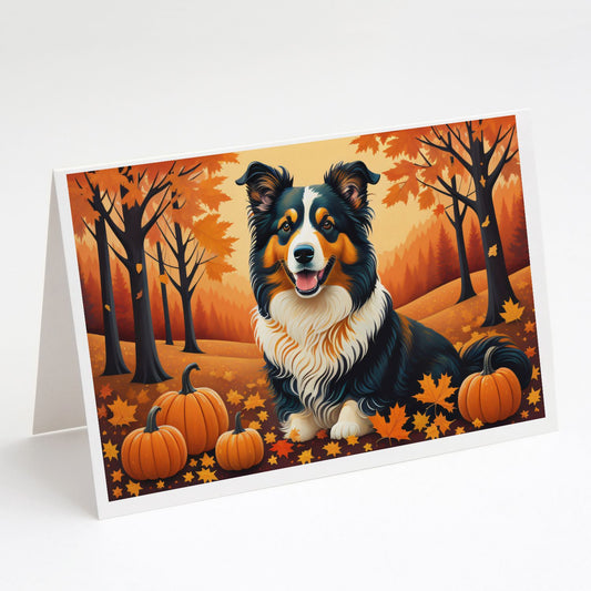 Collie Fall Greeting Cards Pack of 8 Blank Cards with Envelopes Whimsical A7 Size 5x7 Blank Note Cards