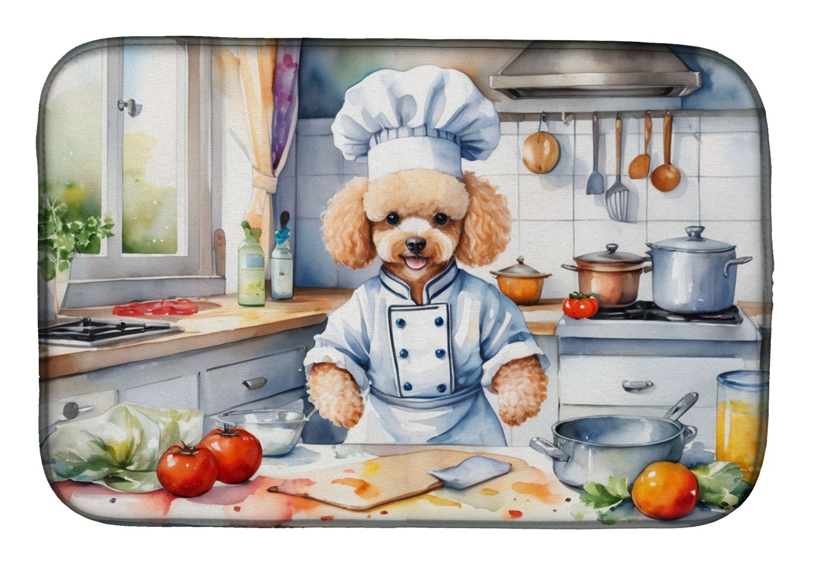 Poodle The Chef Dish Drying Mat Absorbent Dish Drying Mat Pad for Kitchen Counter Dish Drainer Mat for Countertop, 14 x 21", Multicolor