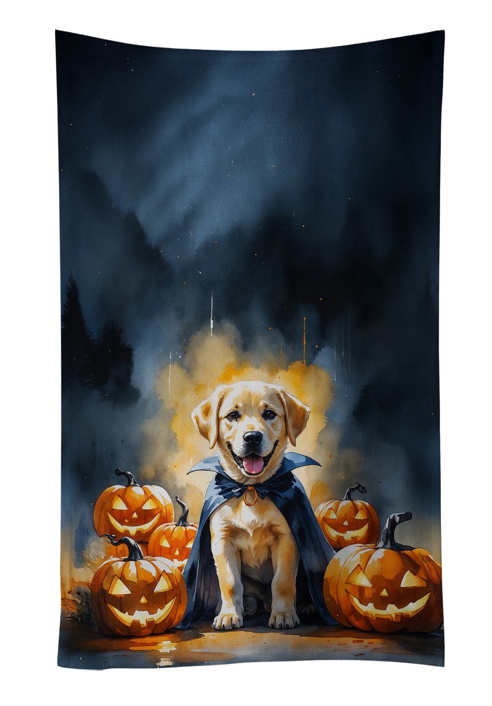 Yellow Labrador Retriever Puppy Halloween Kitchen Towel Dish Cloths Guest Hand Towel Decorative Bathroom Towel for Face,Tea, Dishcloth, Kitchen and Bath