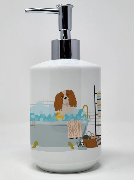 Blenheim Cavalier Spaniel Ceramic Soap Dispenser Hand Soap Dispenser Pump Bottles for Bathroom Kitchen, Empty Refillable Liquid Soap Container