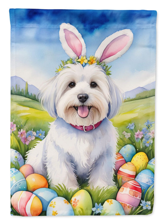 Coton de Tulear Easter Egg Hunt House Flag Large Porch Sleeve Pole Decorative Outside Yard Banner Artwork Wall Hanging, Polyester, House Size, Multicolor