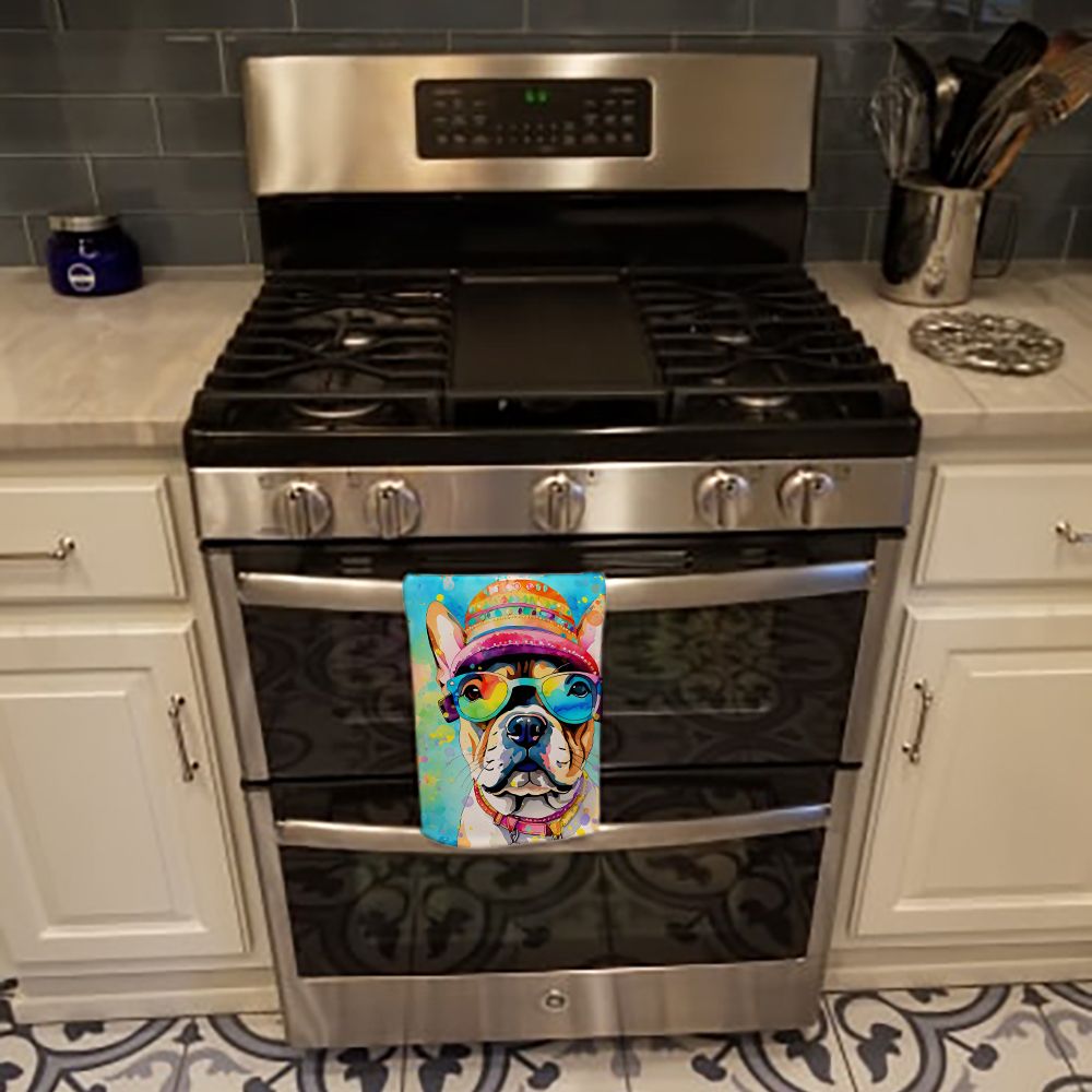 French Bulldog Hippie Dawg Kitchen Towel Dish Cloths Guest Hand Towel Decorative Bathroom Towel for Face,Tea, Dishcloth, Kitchen and Bath