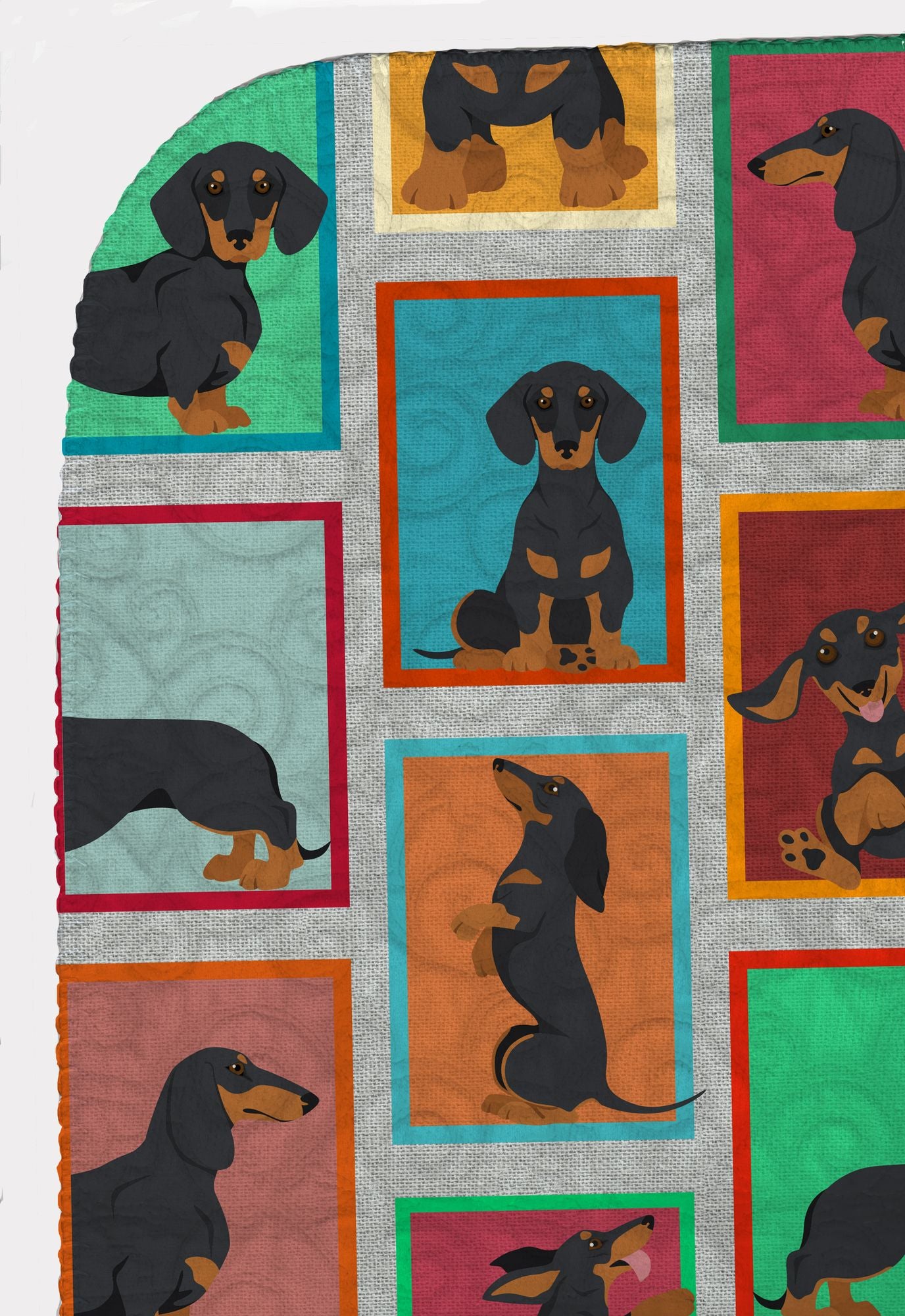 Lots of Black and Tan Dachshund Quilted Blanket 50x60 Artwork Pattern Quilted Throw Blanket for Bed, Couch, Sofa, Soft and Lightweight