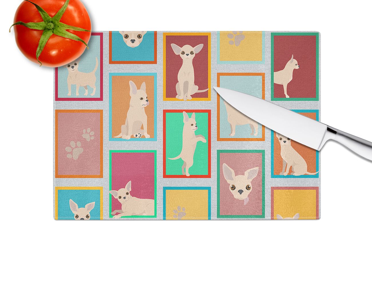 NEW Lots of Chihuahua Glass Cutting Board Decorative Tempered Glass Kitchen Cutting and Serving Board Large Size Chopping Board