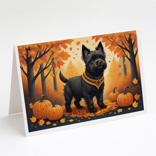 Black Cairn Terrier Fall Greeting Cards Pack of 8 Blank Cards with Envelopes Whimsical A7 Size 5x7 Blank Note Cards