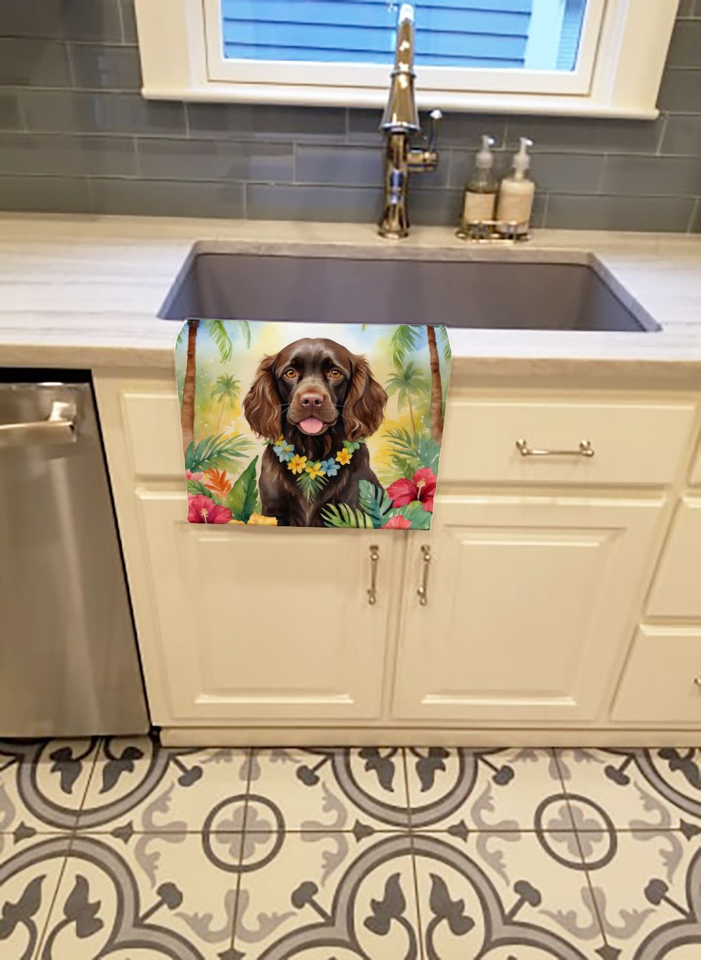 Boykin Spaniel Luau Kitchen Towel Dish Cloths Guest Hand Towel Decorative Bathroom Towel for Face,Tea, Dishcloth, Kitchen and Bath