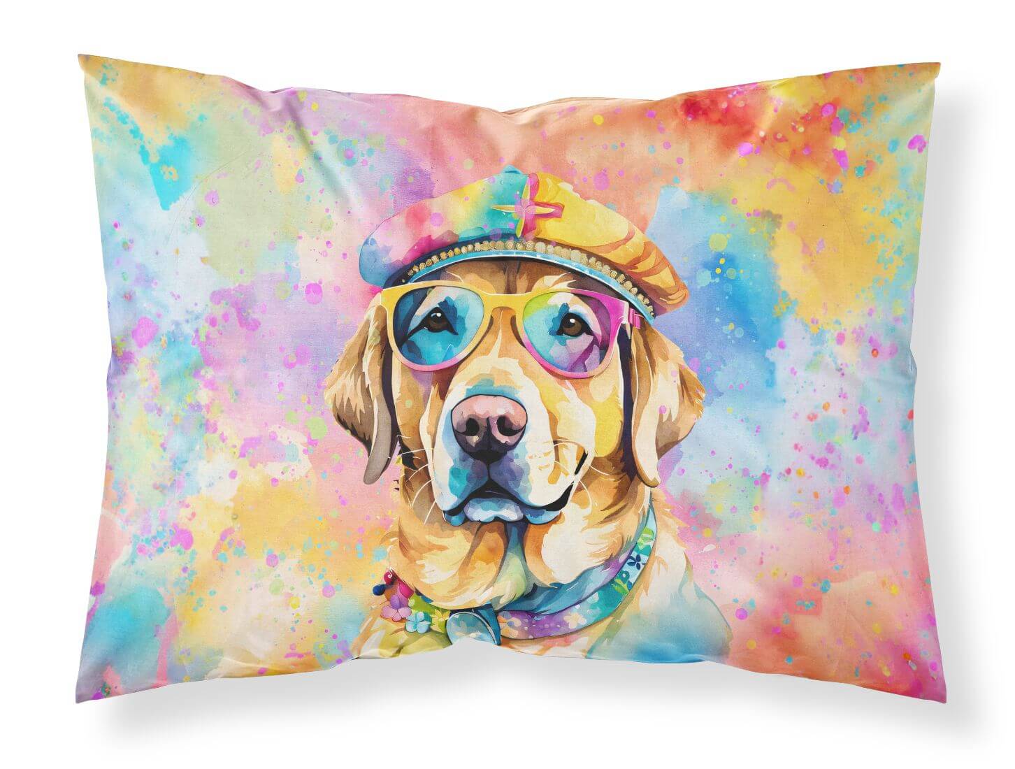 Yellow Labrador Hippie Dawg Standard Pillowcase Lightweight Super Soft Easy Care Decorative Artwork Pillowcase, Standard