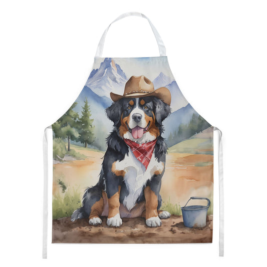 Bernese Mountain Dog Cowboy Welcome Apron Cooking Kitchen Server Baking Crafts Gardening for Adult Women Men, Unisex, Large, Multicolor
