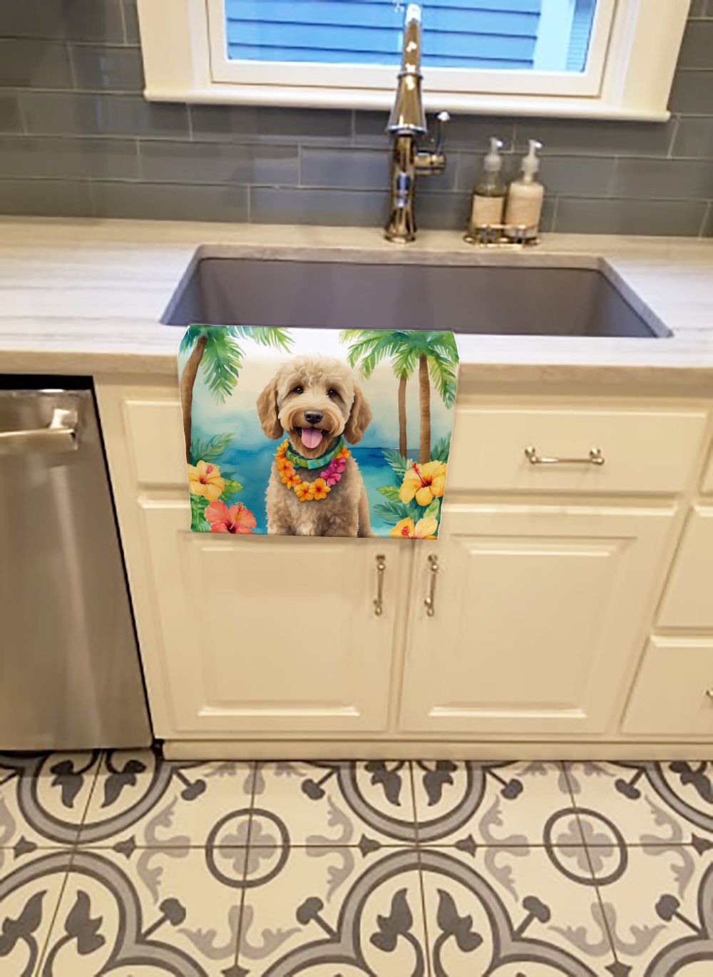 Labradoodle Luau Kitchen Towel Dish Cloths Guest Hand Towel Decorative Bathroom Towel for Face,Tea, Dishcloth, Kitchen and Bath