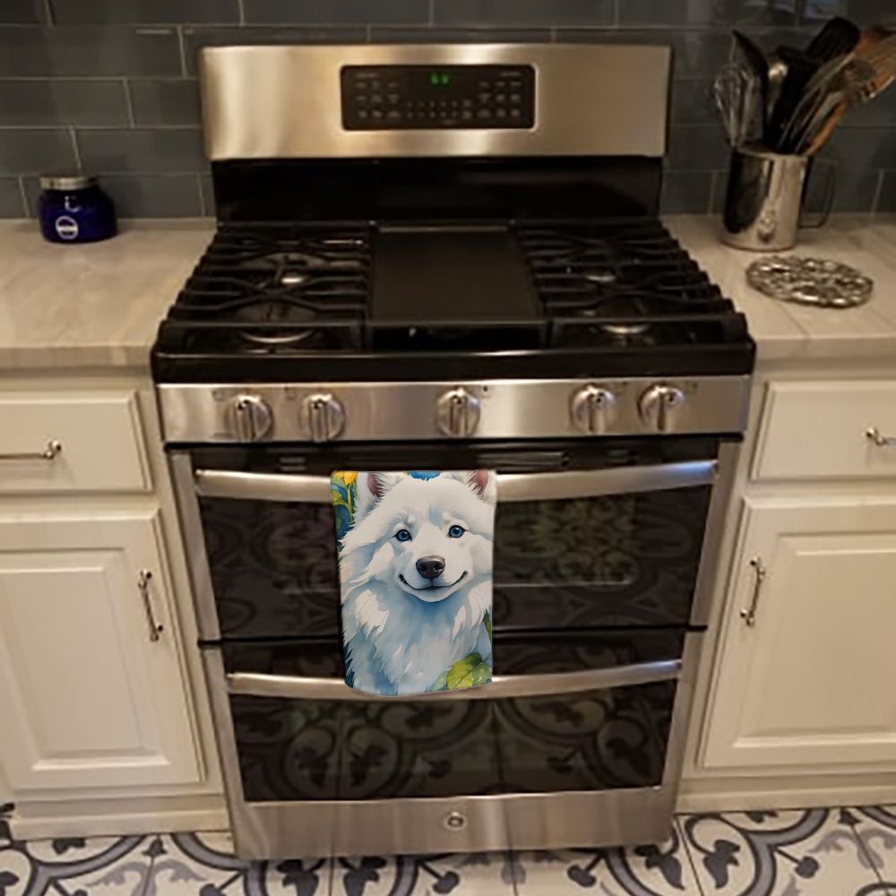 American Eskimo in Sunflowers Kitchen Towel Dish Cloths Guest Hand Towel Decorative Bathroom Towel for Face,Tea, Dishcloth, Kitchen and Bath