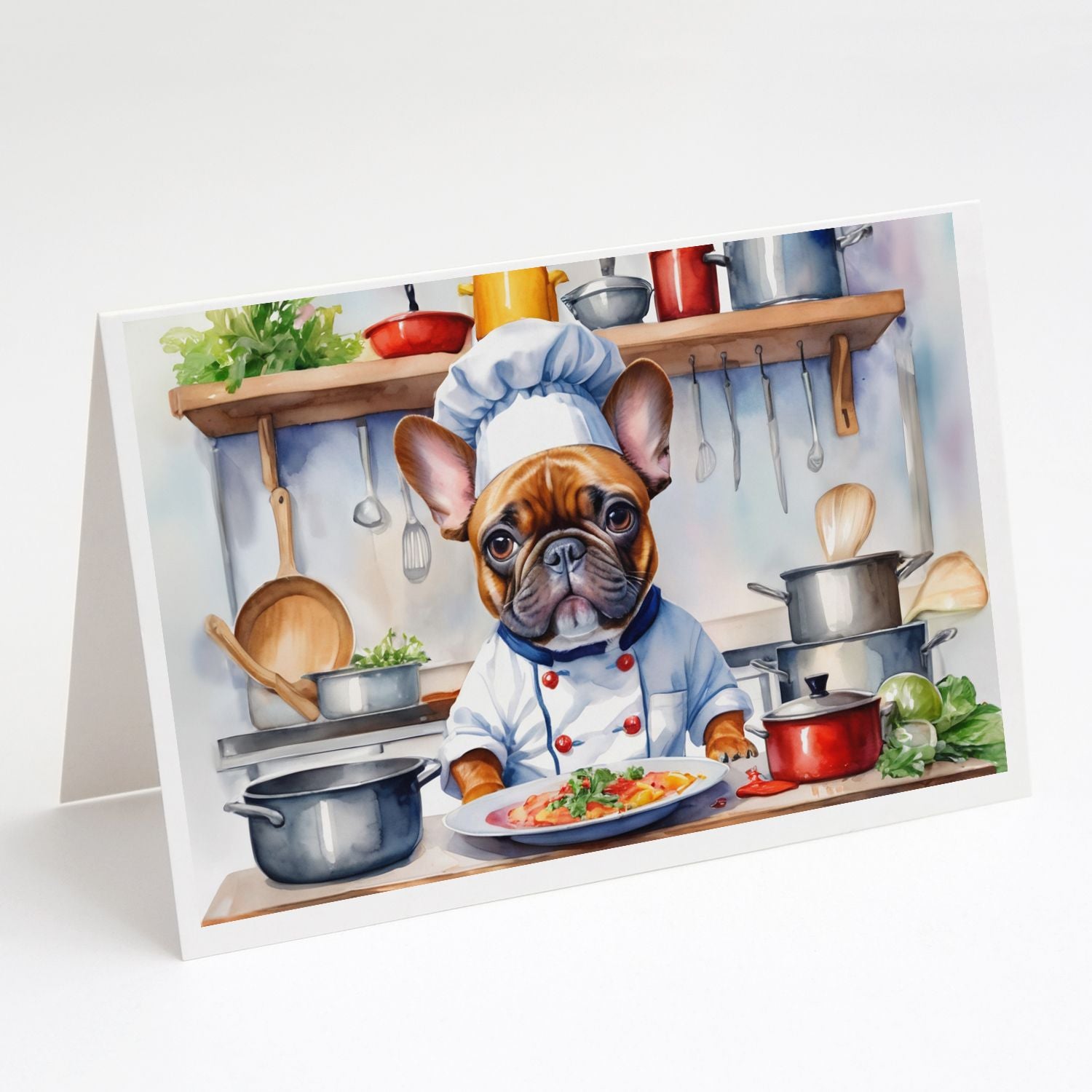 French Bulldog The Chef Greeting Cards Pack of 8 Blank Cards with Envelopes Whimsical A7 Size 5x7 Blank Note Cards