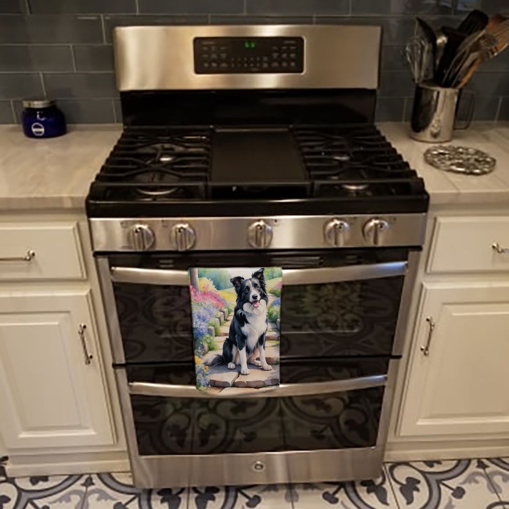 Border Collie Spring Path Kitchen Towel Dish Cloths Guest Hand Towel Decorative Bathroom Towel for Face,Tea, Dishcloth, Kitchen and Bath