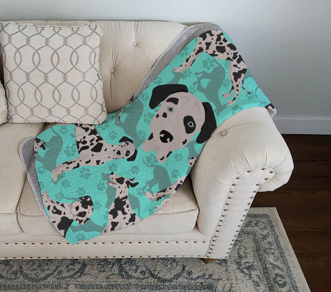 Harlequin Natural Ears Great Dane Quilted Blanket 50x60 Artwork Pattern Quilted Throw Blanket for Bed, Couch, Sofa, Soft and Lightweight